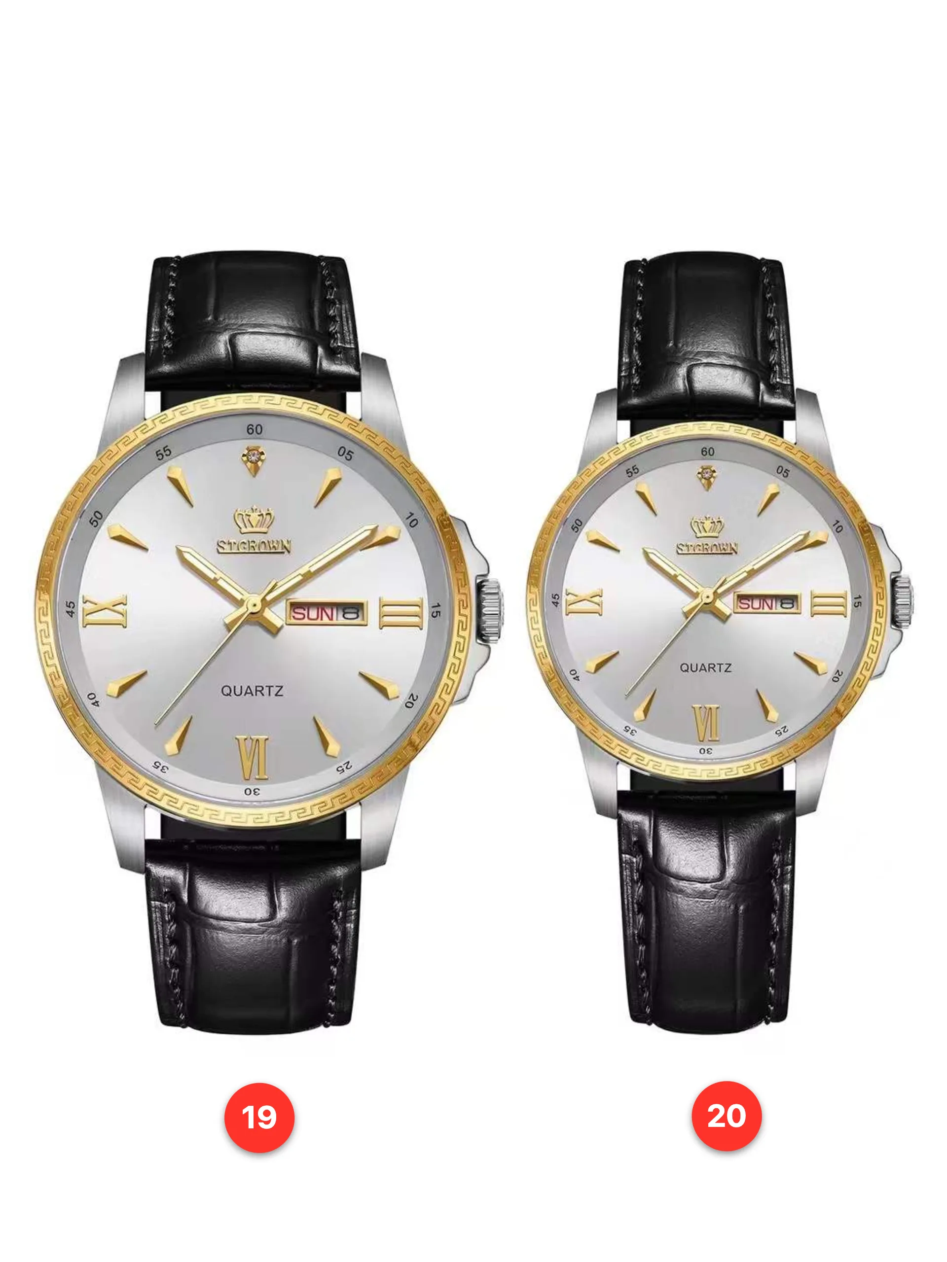 Couple 316L sapphire leather quartz watches available for wholesale model 1