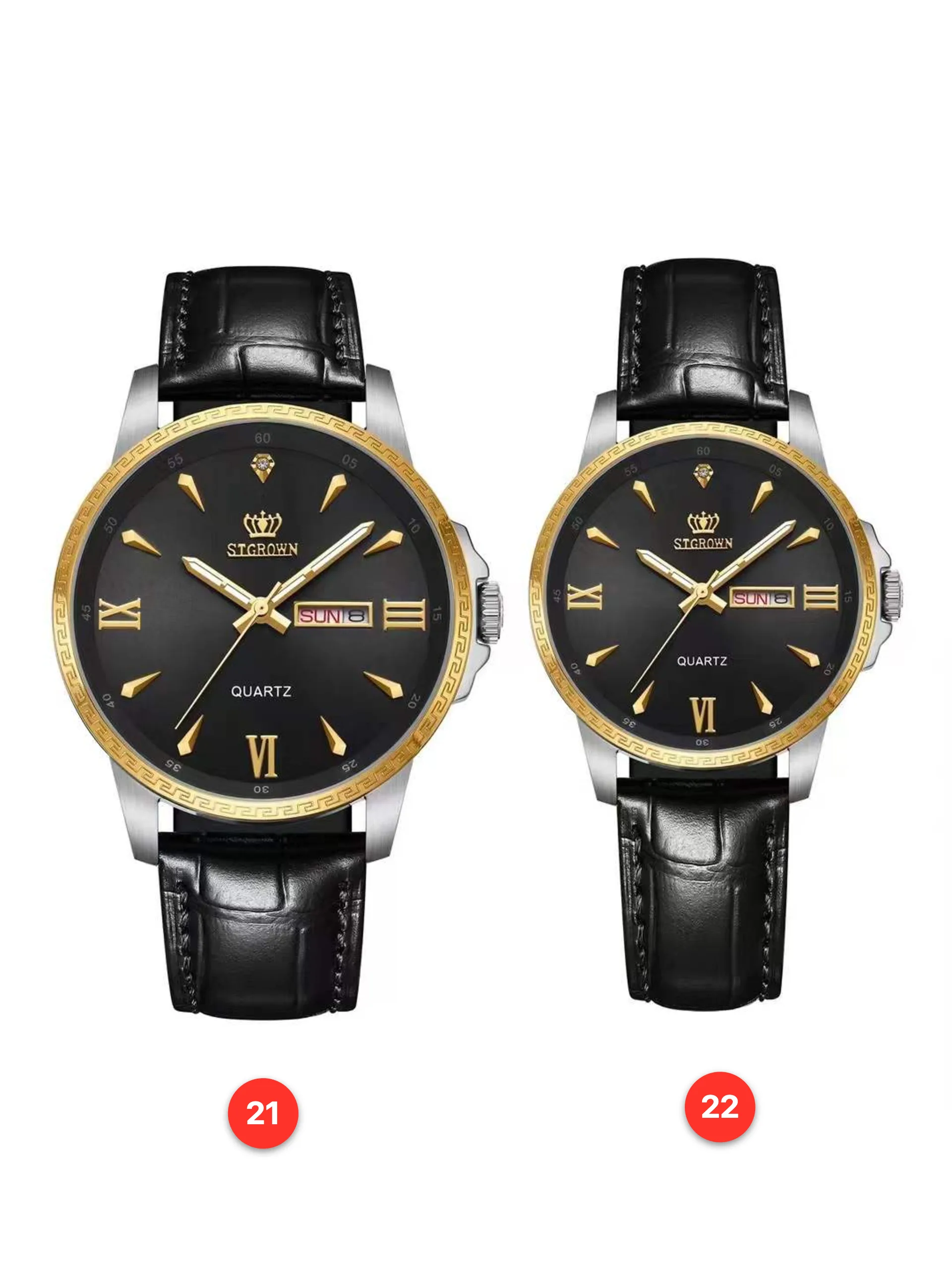 Couple 316L sapphire leather quartz watches available for wholesale model 1
