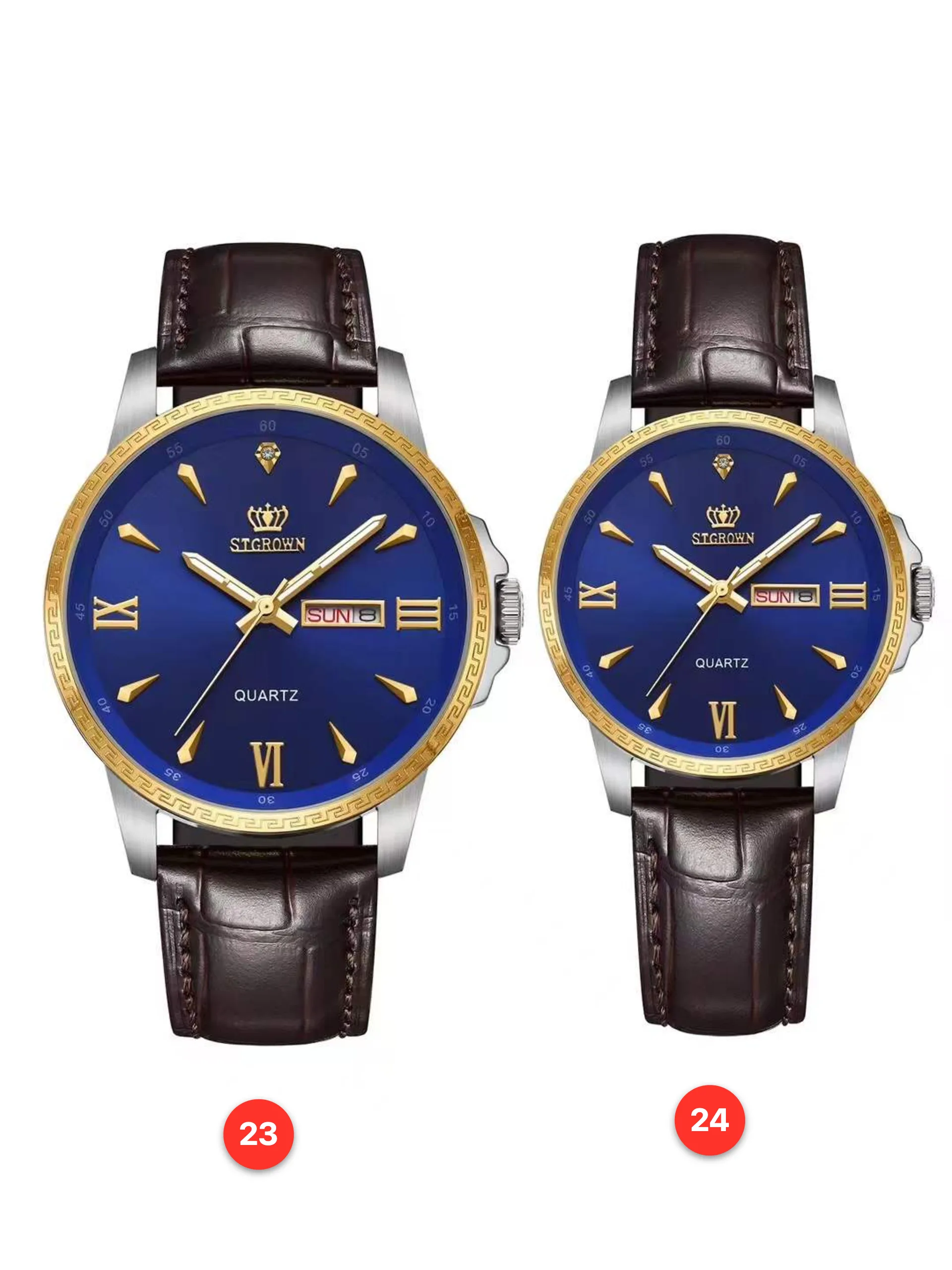 Couple 316L sapphire leather quartz watches available for wholesale model 1