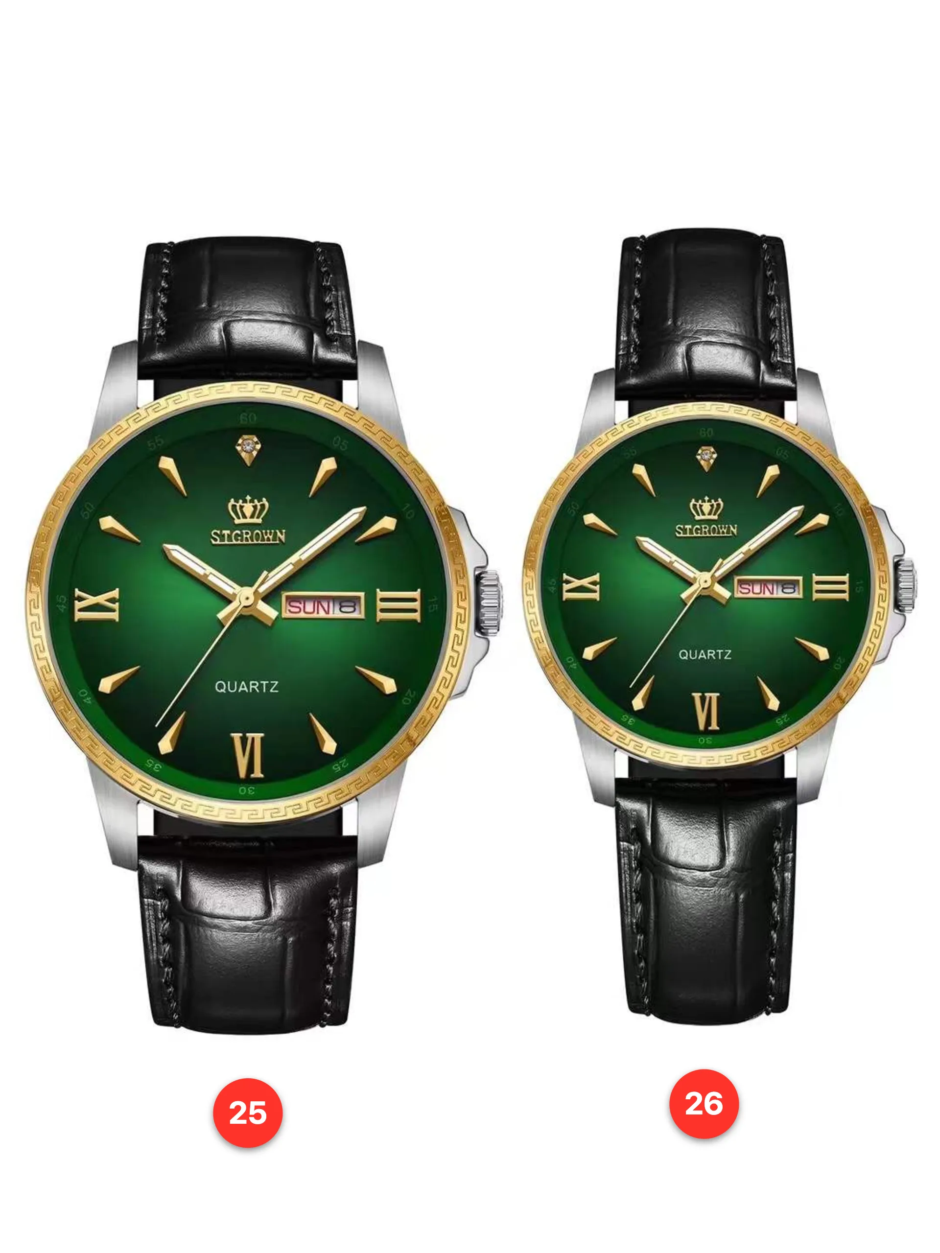 Couple 316L sapphire leather quartz watches available for wholesale model 1