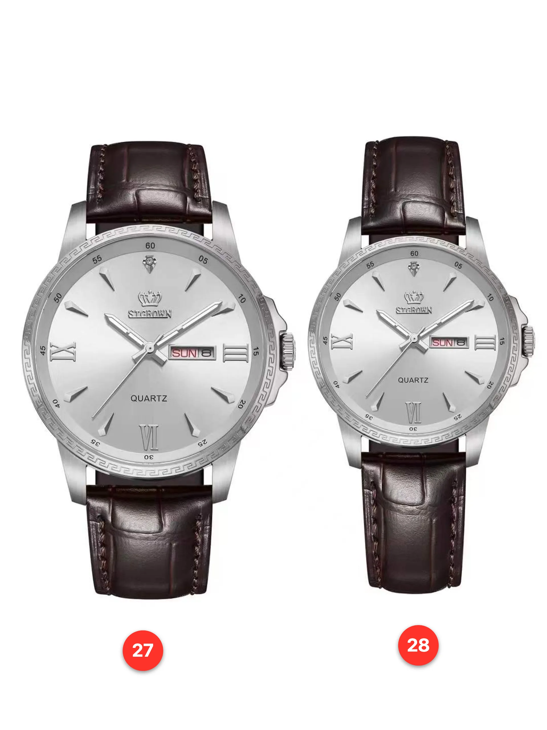 Couple 316L sapphire leather quartz watches available for wholesale model 1