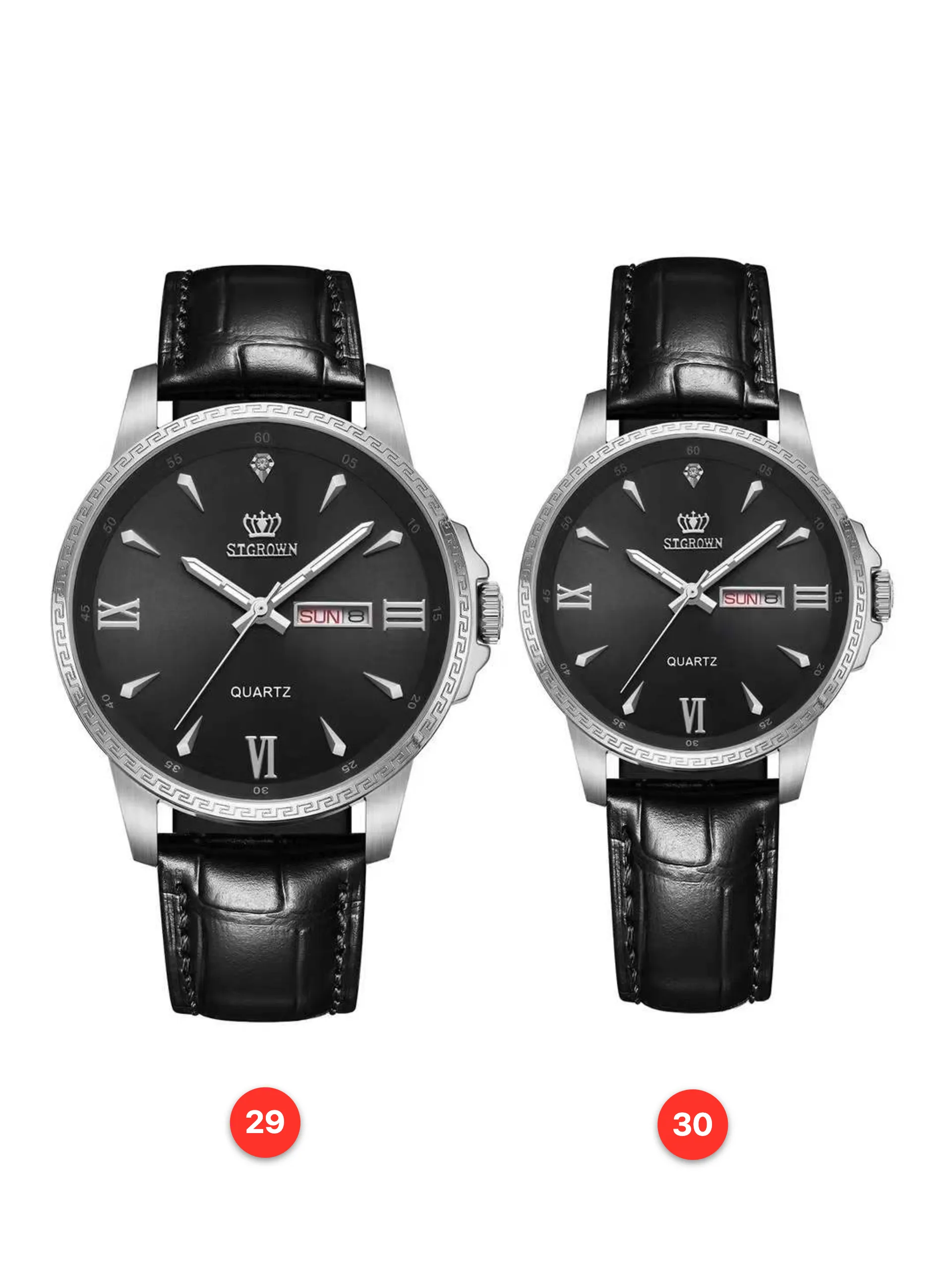 Couple 316L sapphire leather quartz watches available for wholesale model 1
