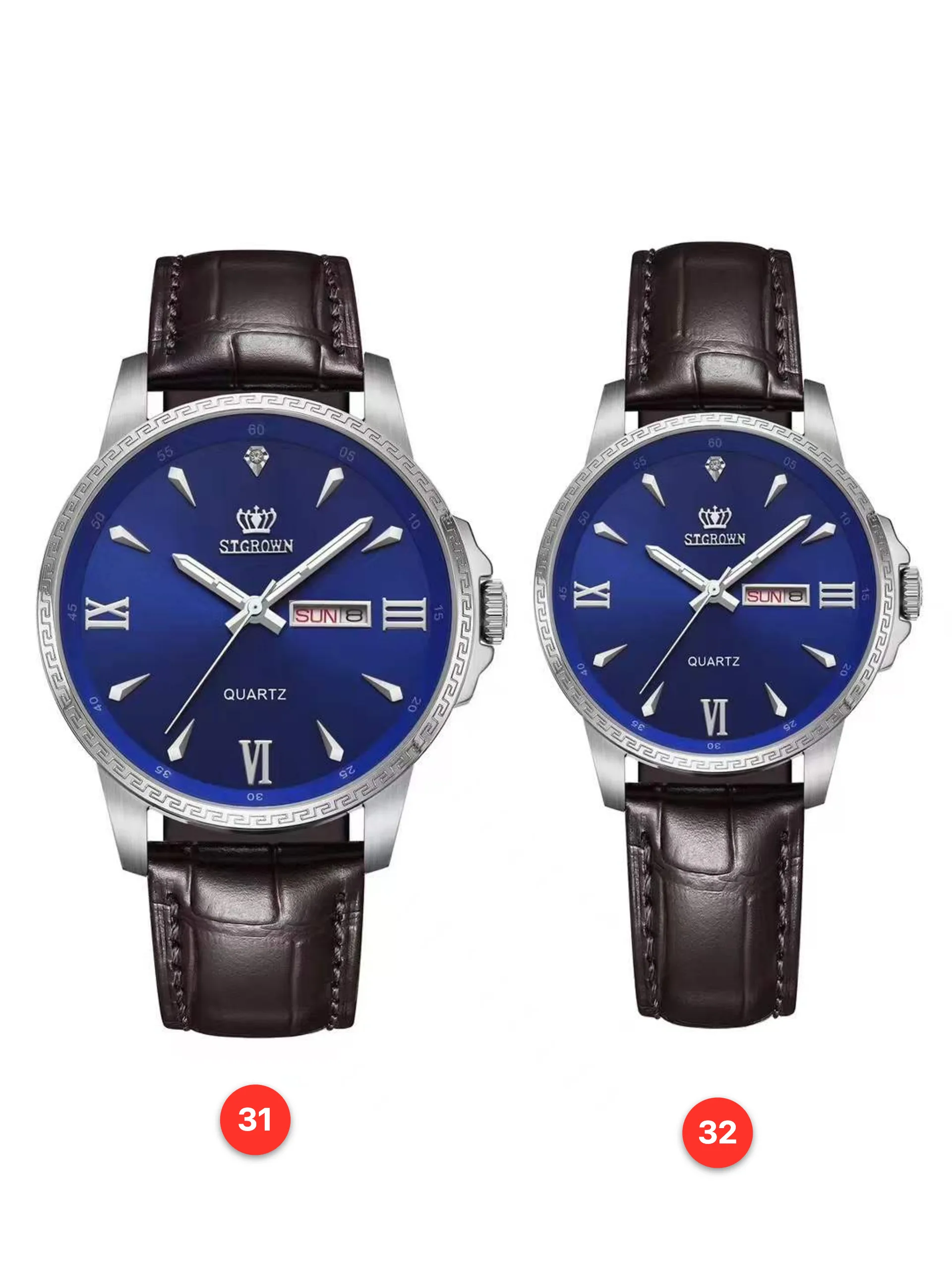 Couple 316L sapphire leather quartz watches available for wholesale model 1