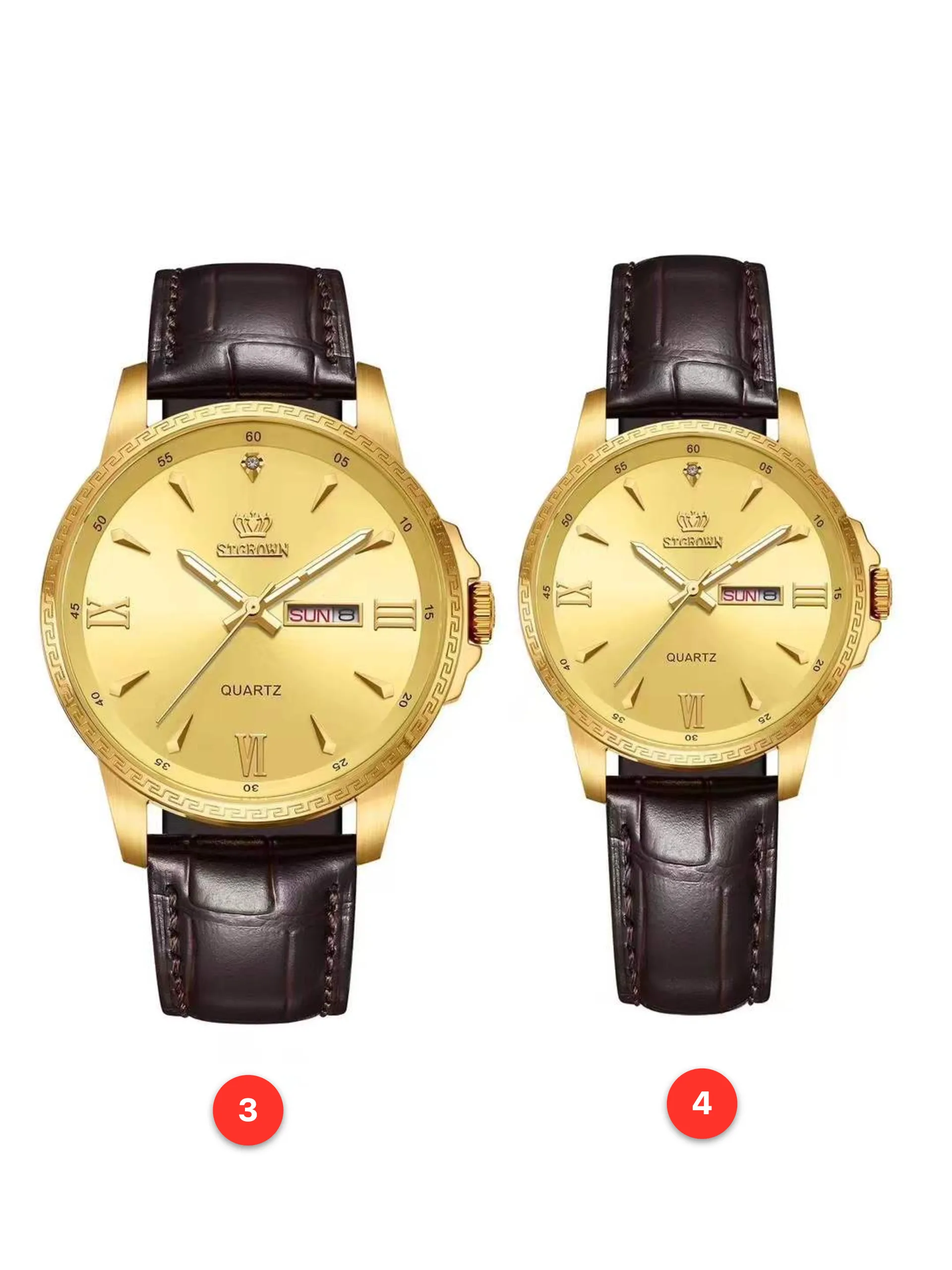 Couple 316L sapphire leather quartz watches available for wholesale model 1