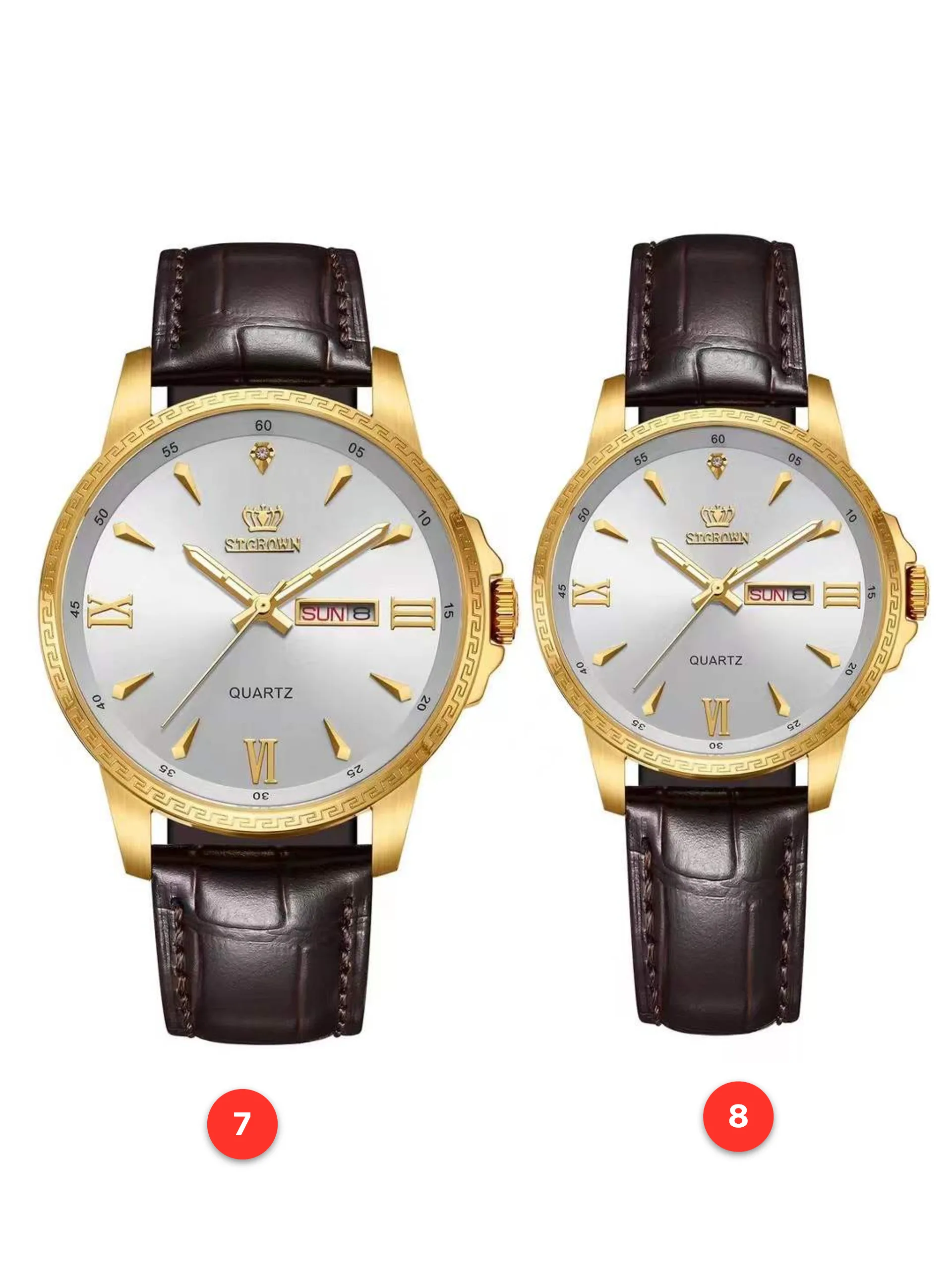 Couple 316L sapphire leather quartz watches available for wholesale model 1