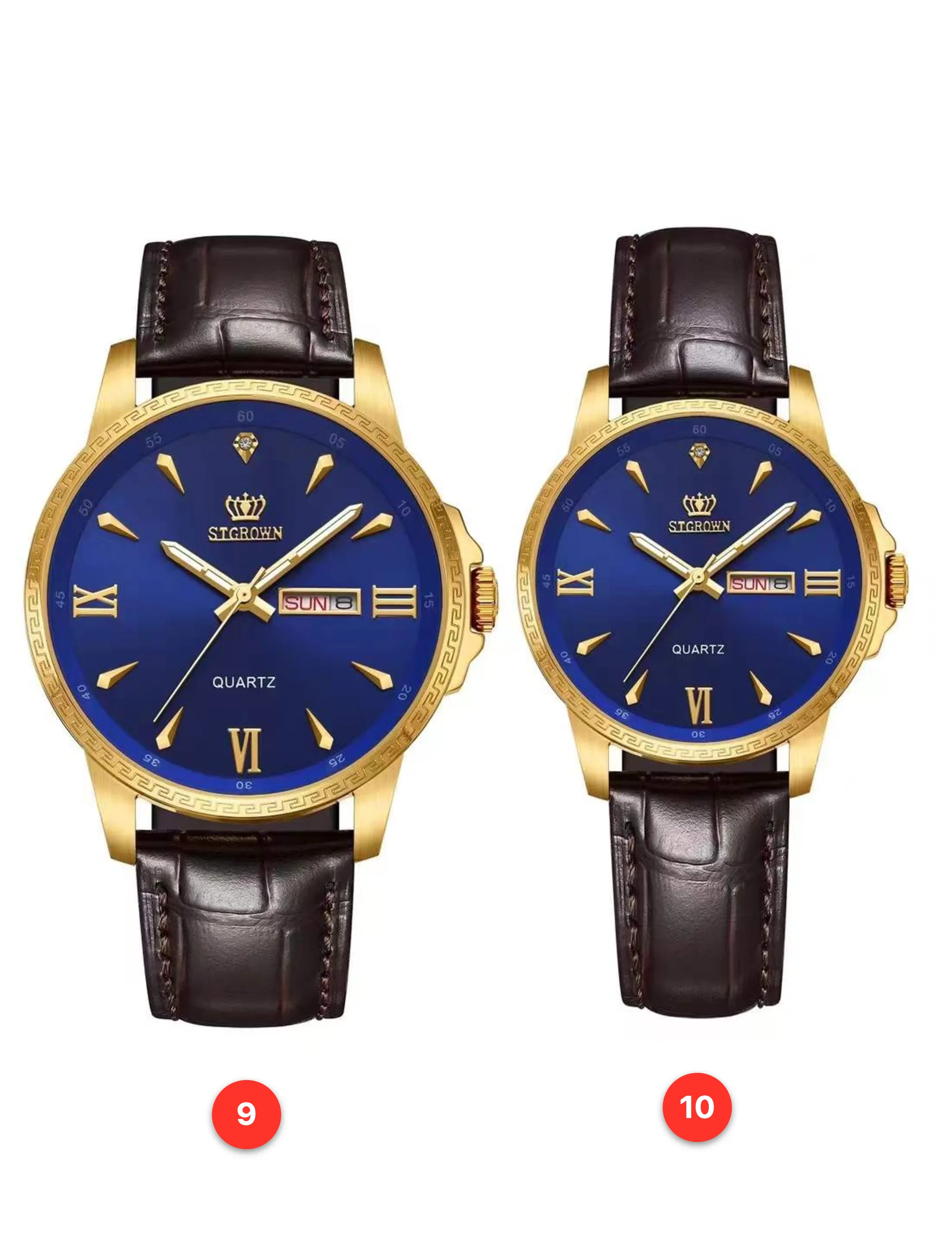Couple 316L sapphire leather quartz watches available for wholesale model 1