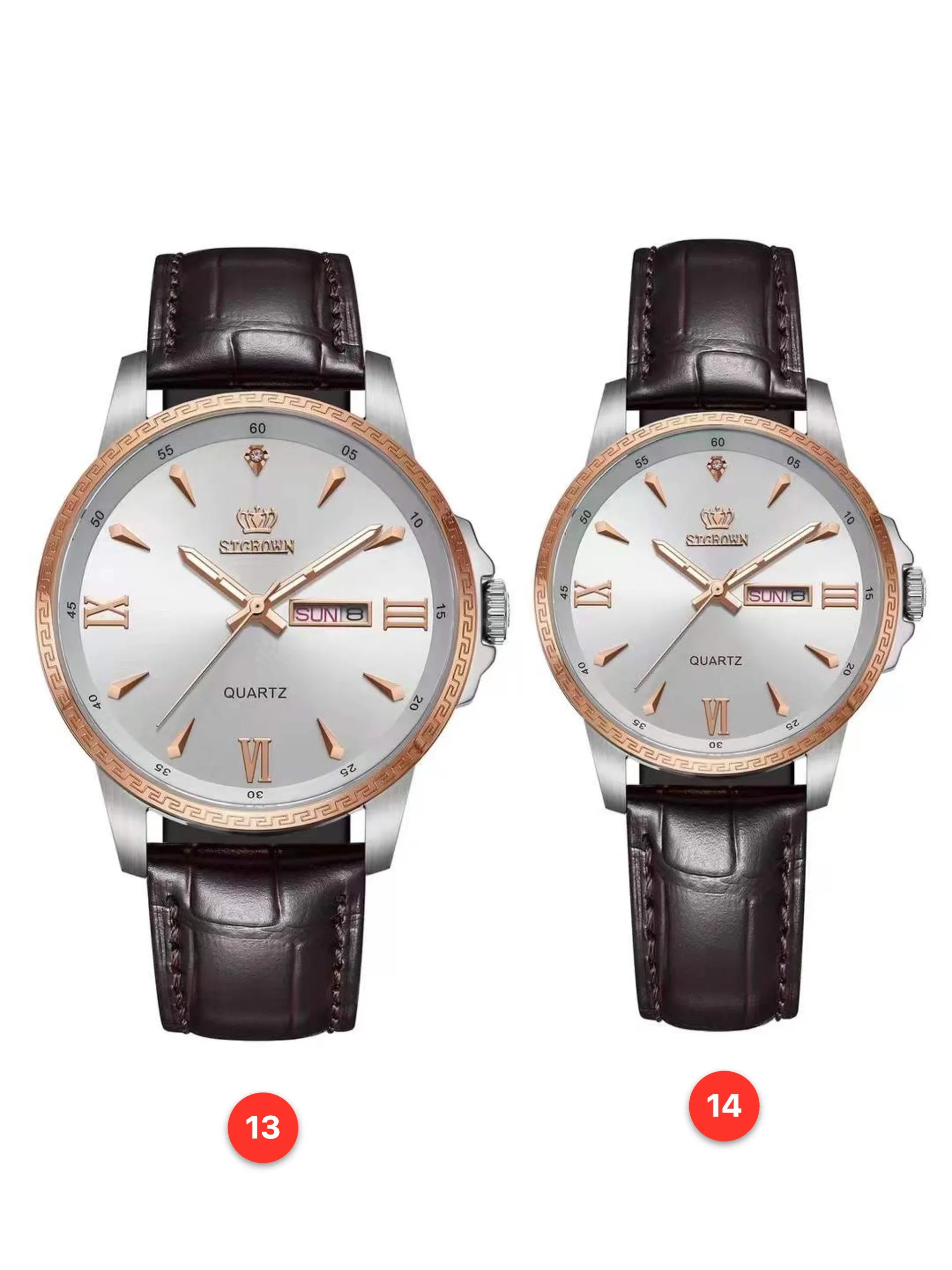 Couple 316L sapphire leather quartz watches available for wholesale model 1