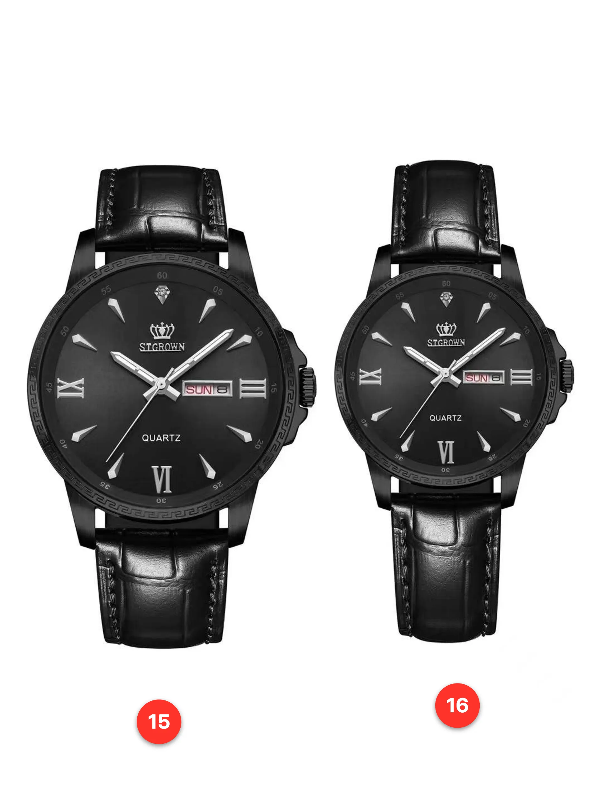 Couple 316L sapphire leather quartz watches available for wholesale model 1