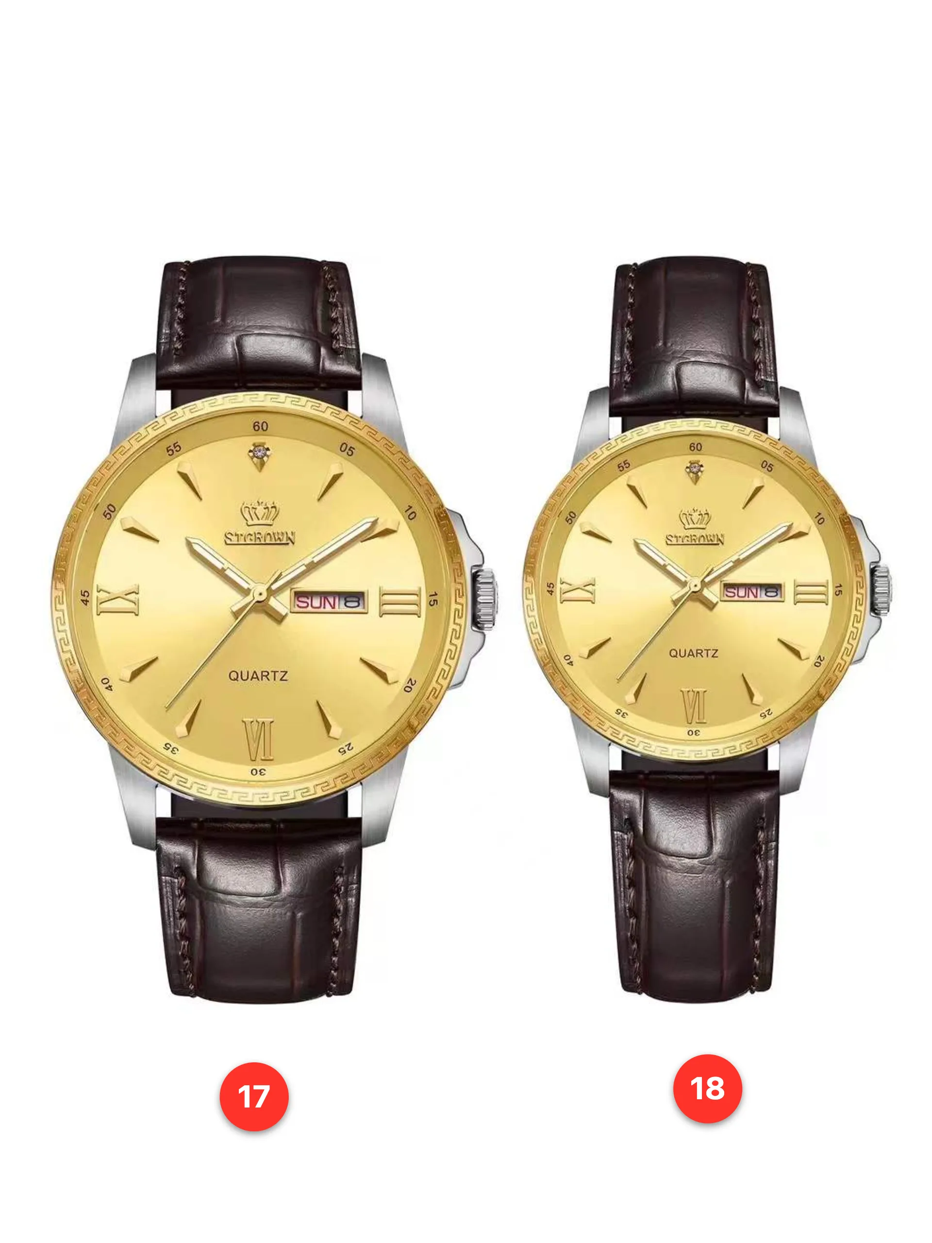 Couple 316L sapphire leather quartz watches available for wholesale model 1