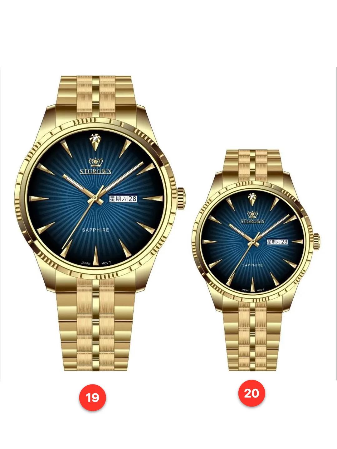 Couple 316L sapphire stainless steel quartz watches available for wholesale model 1