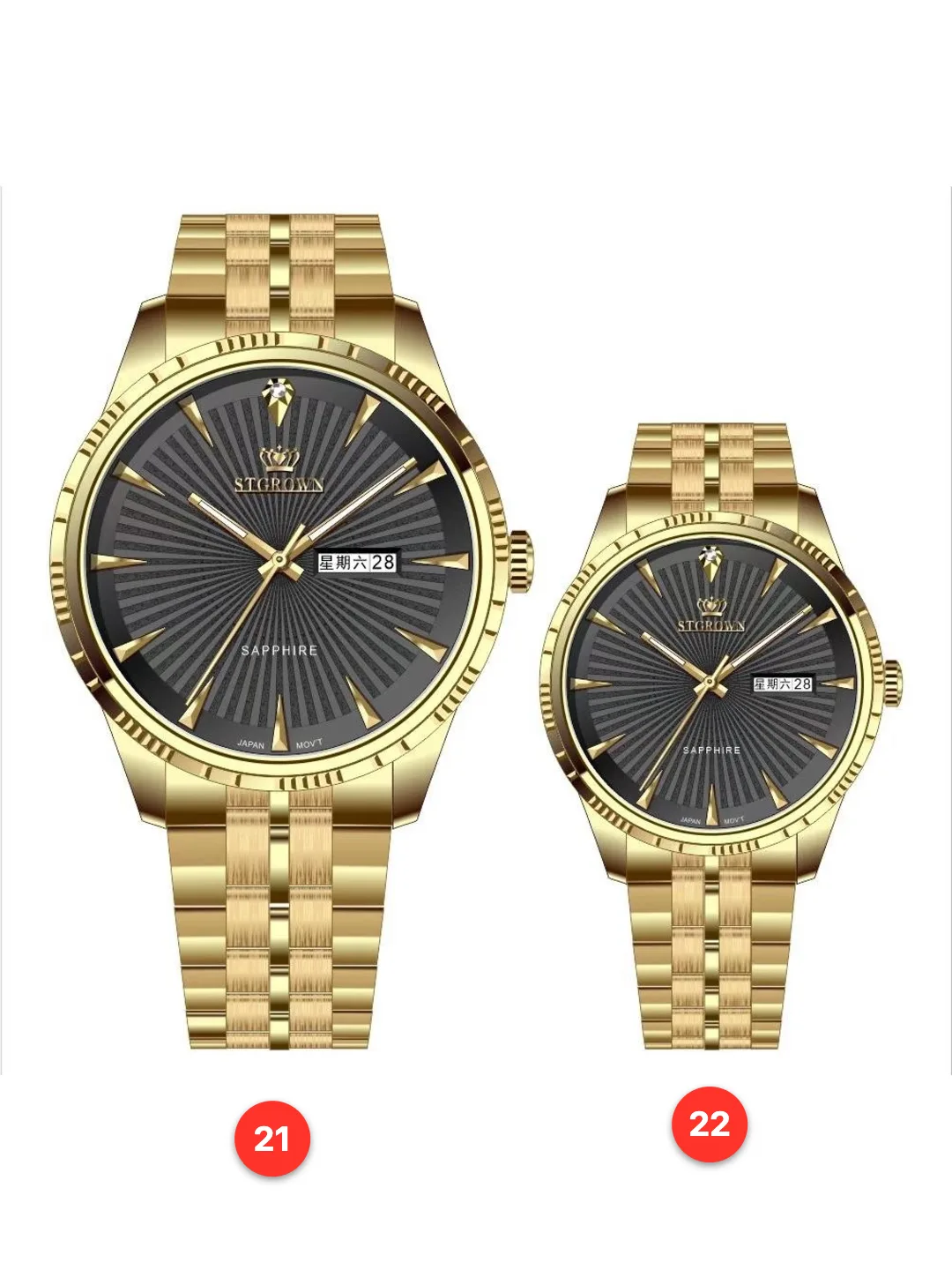 Couple 316L sapphire stainless steel quartz watches available for wholesale model 1