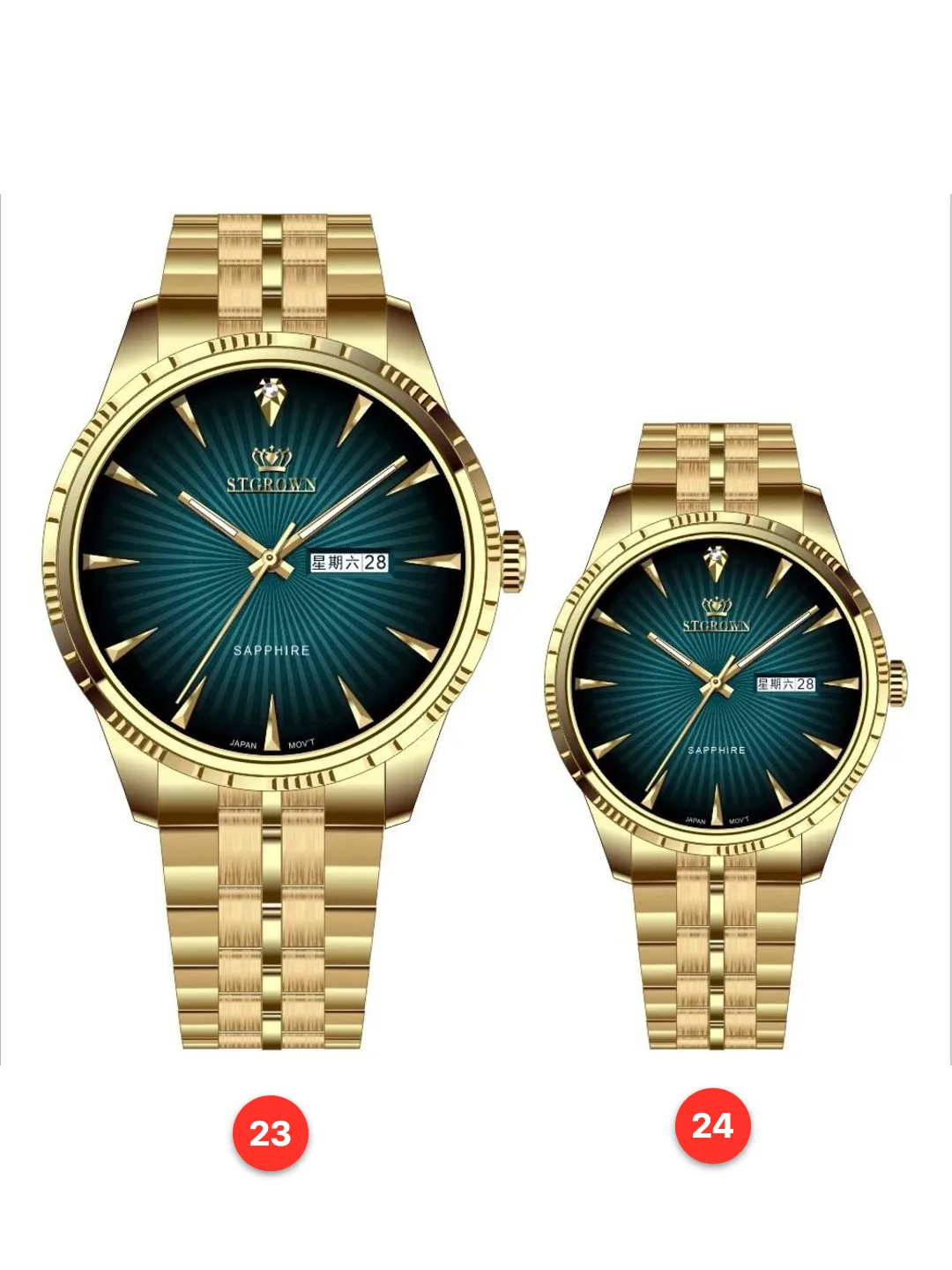 Couple 316L sapphire stainless steel quartz watches available for wholesale model 1