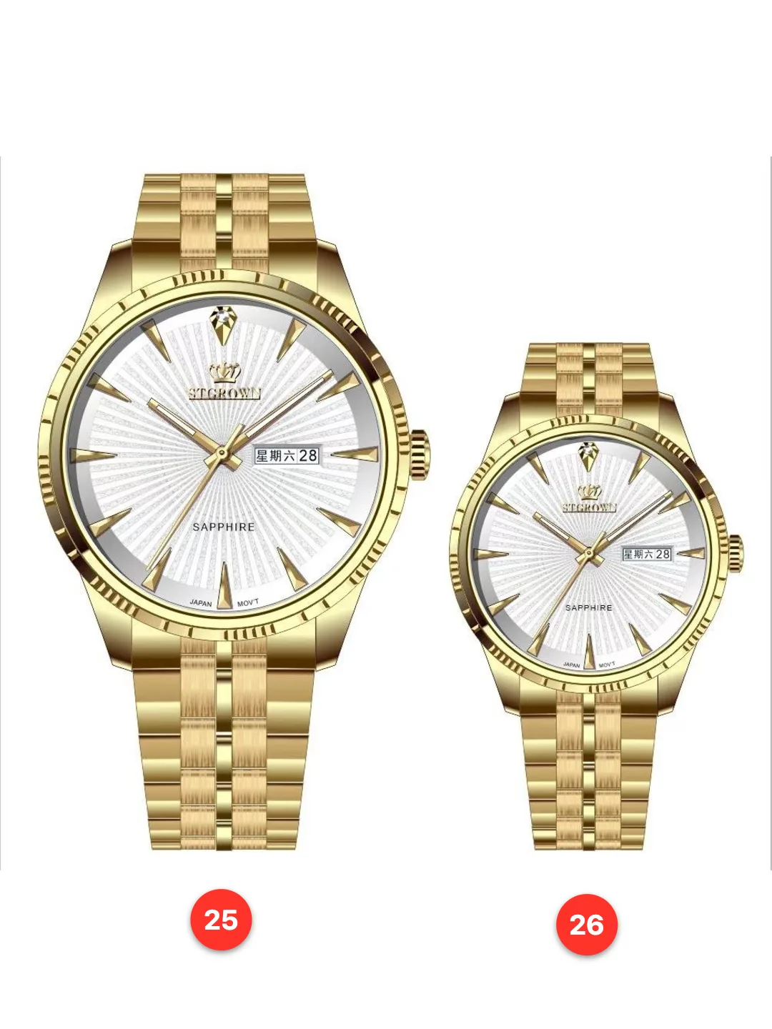 Couple 316L sapphire stainless steel quartz watches available for wholesale model 1