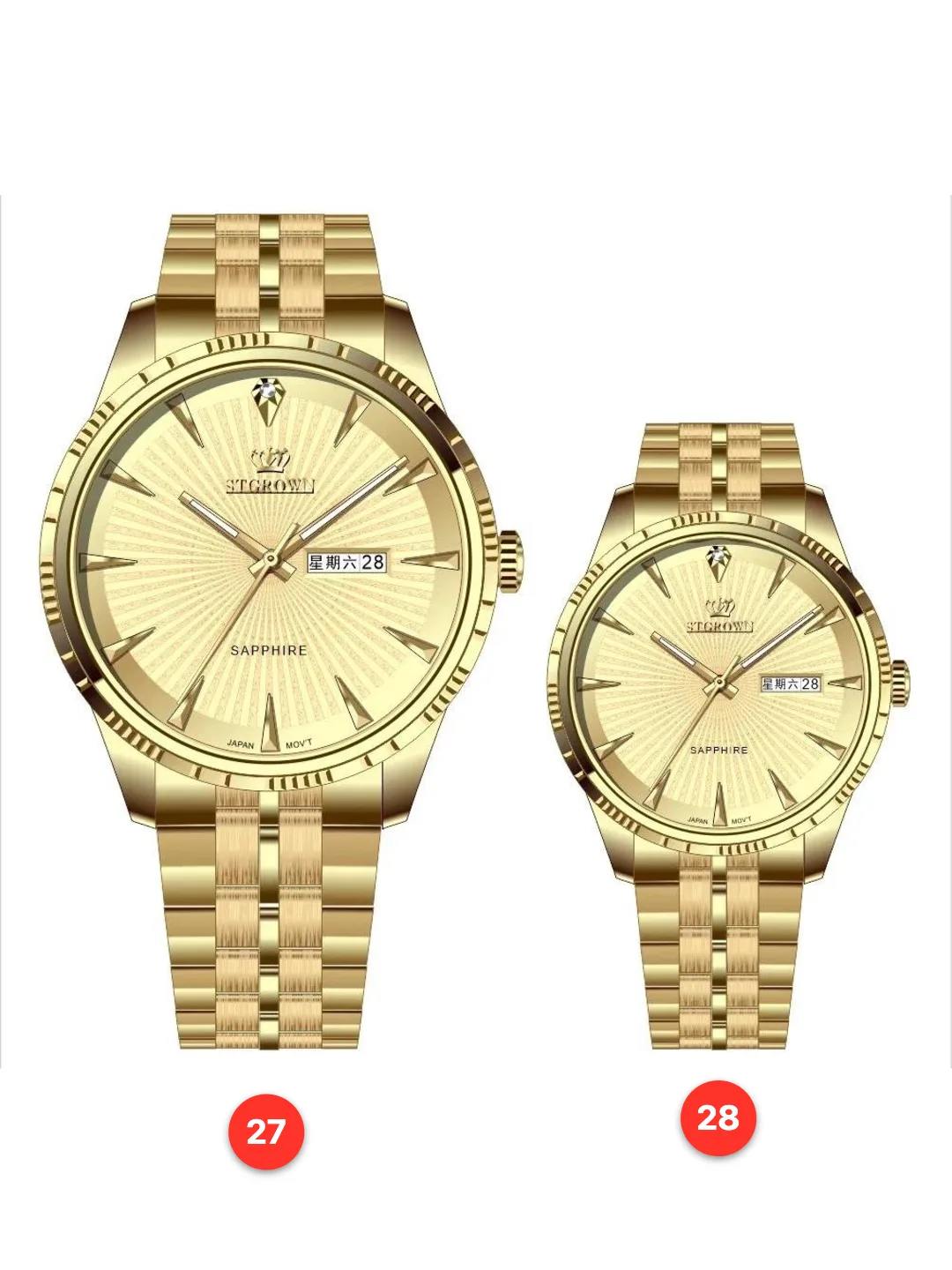 Couple 316L sapphire stainless steel quartz watches available for wholesale model 1