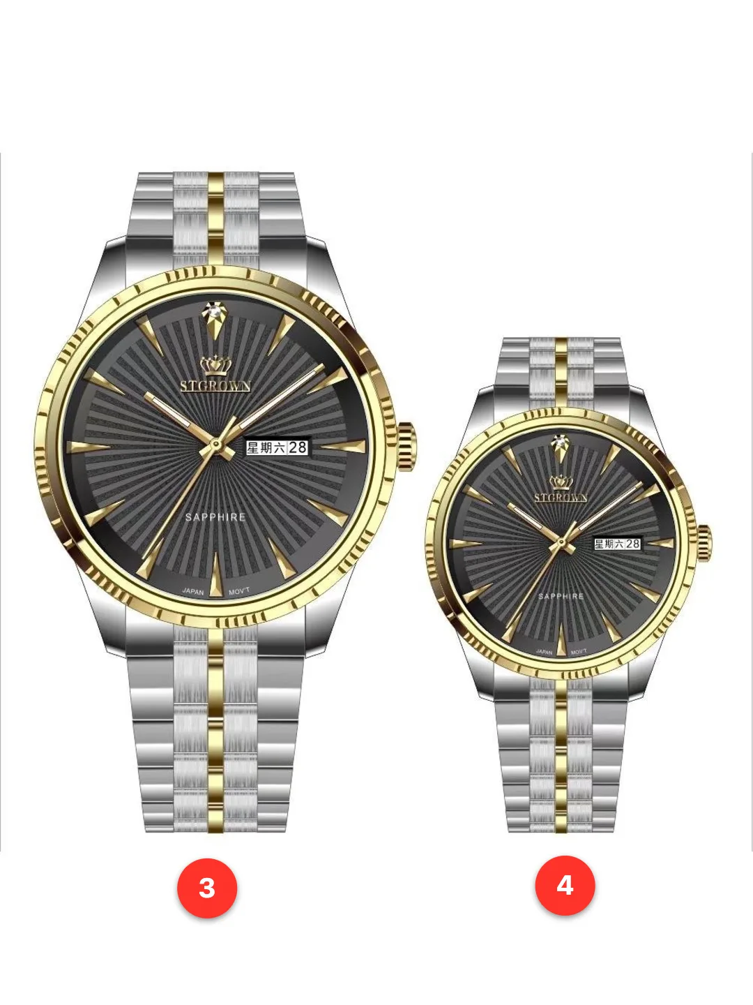 Couple 316L sapphire stainless steel quartz watches available for wholesale model 1