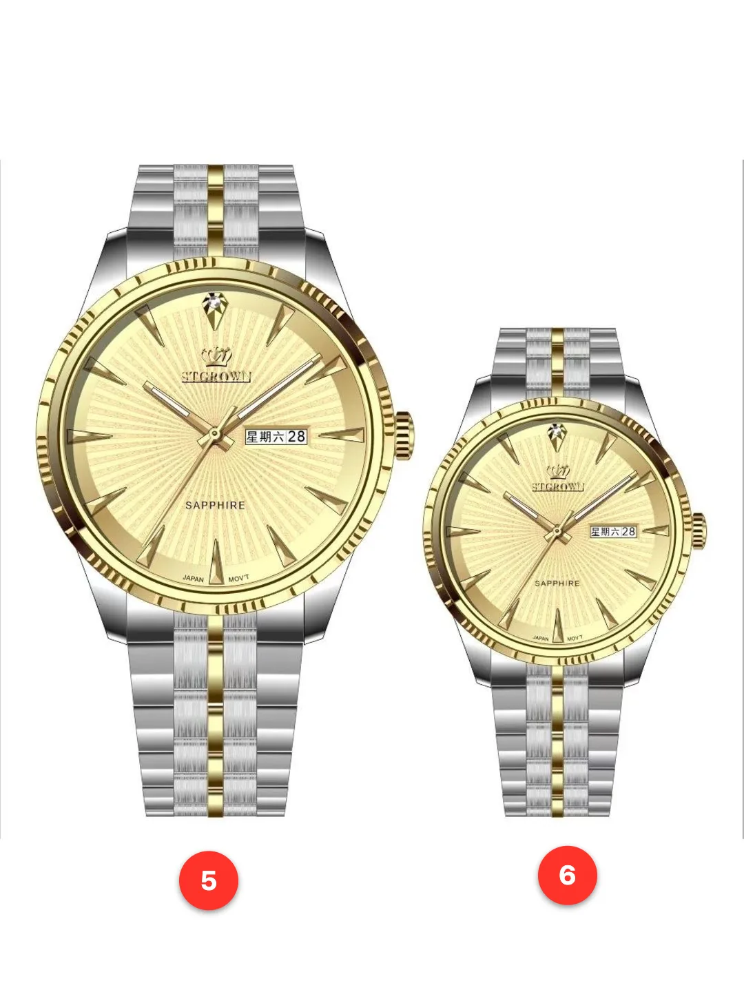 Couple 316L sapphire stainless steel quartz watches available for wholesale model 1