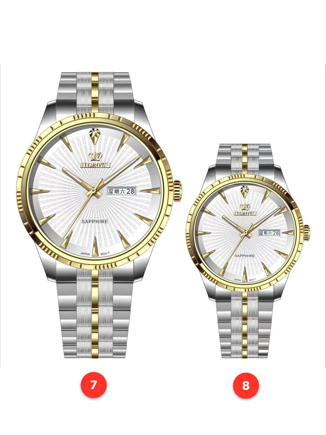 Couple 316L sapphire stainless steel quartz watches available for wholesale model 1