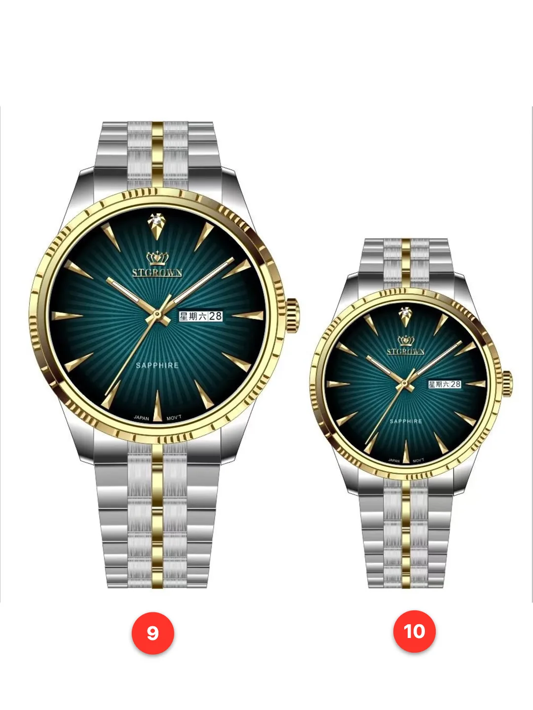 Couple 316L sapphire stainless steel quartz watches available for wholesale model 1