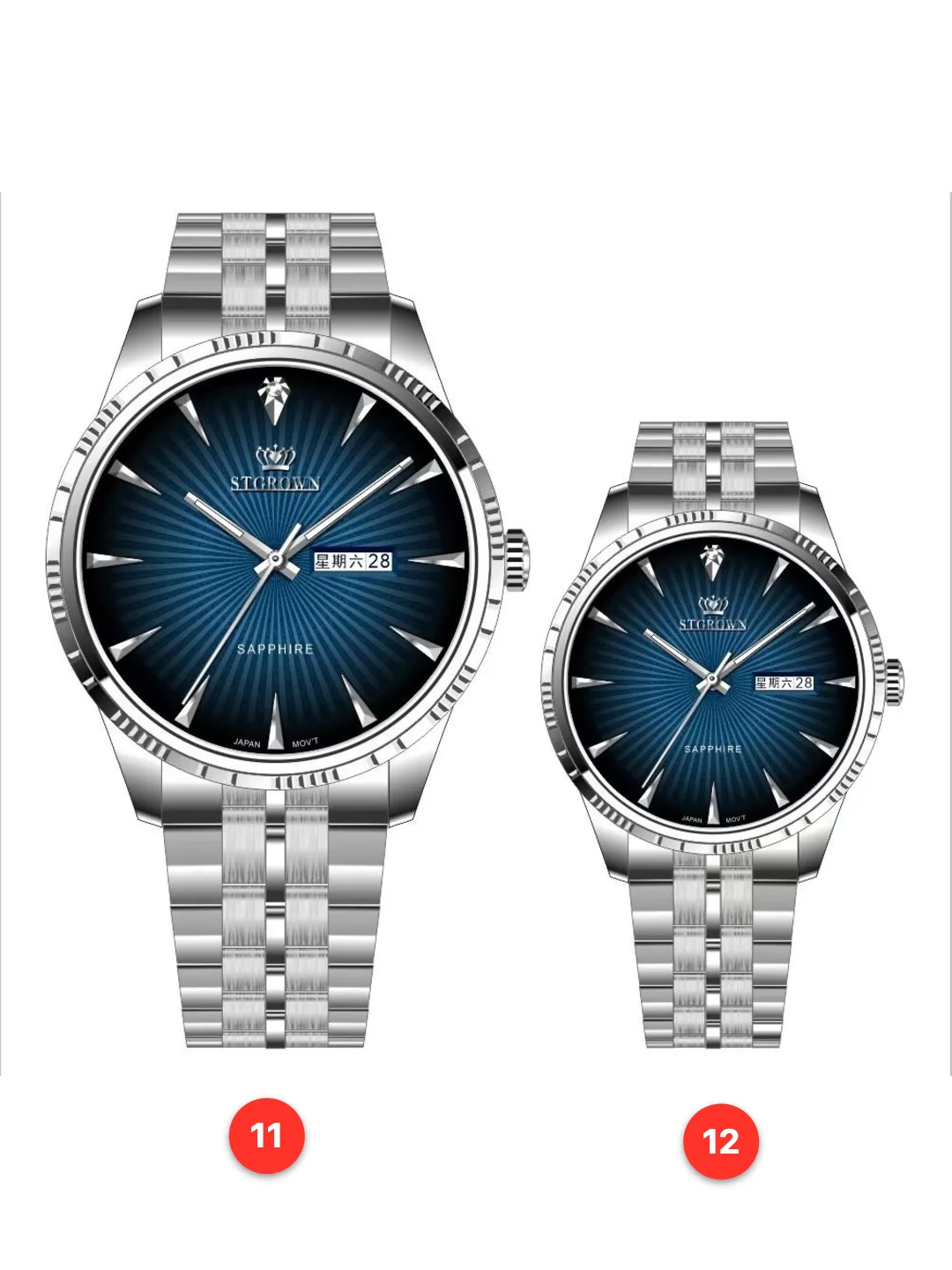 Couple 316L sapphire stainless steel quartz watches available for wholesale model 1