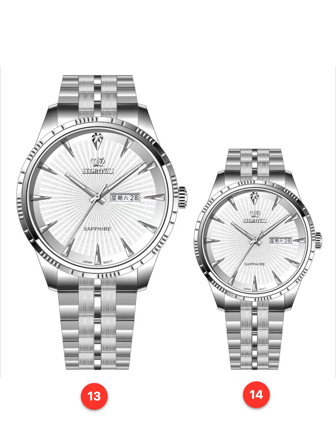 Couple 316L sapphire stainless steel quartz watches available for wholesale model 1