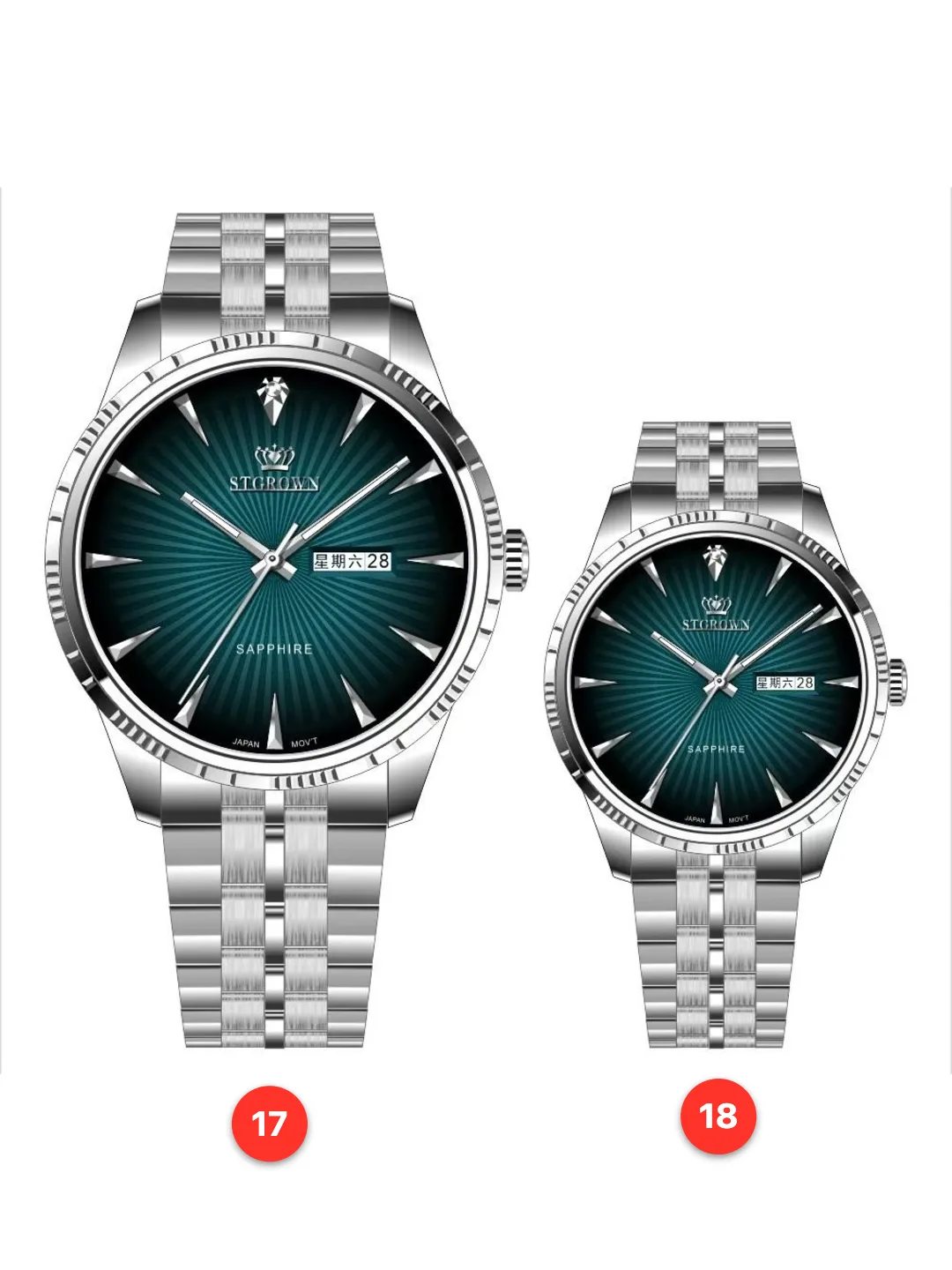 Couple 316L sapphire stainless steel quartz watches available for wholesale model 1