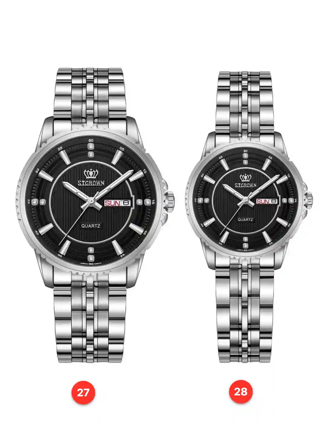 Couple 316L sapphire stainless steel quartz watches available for wholesale model 1