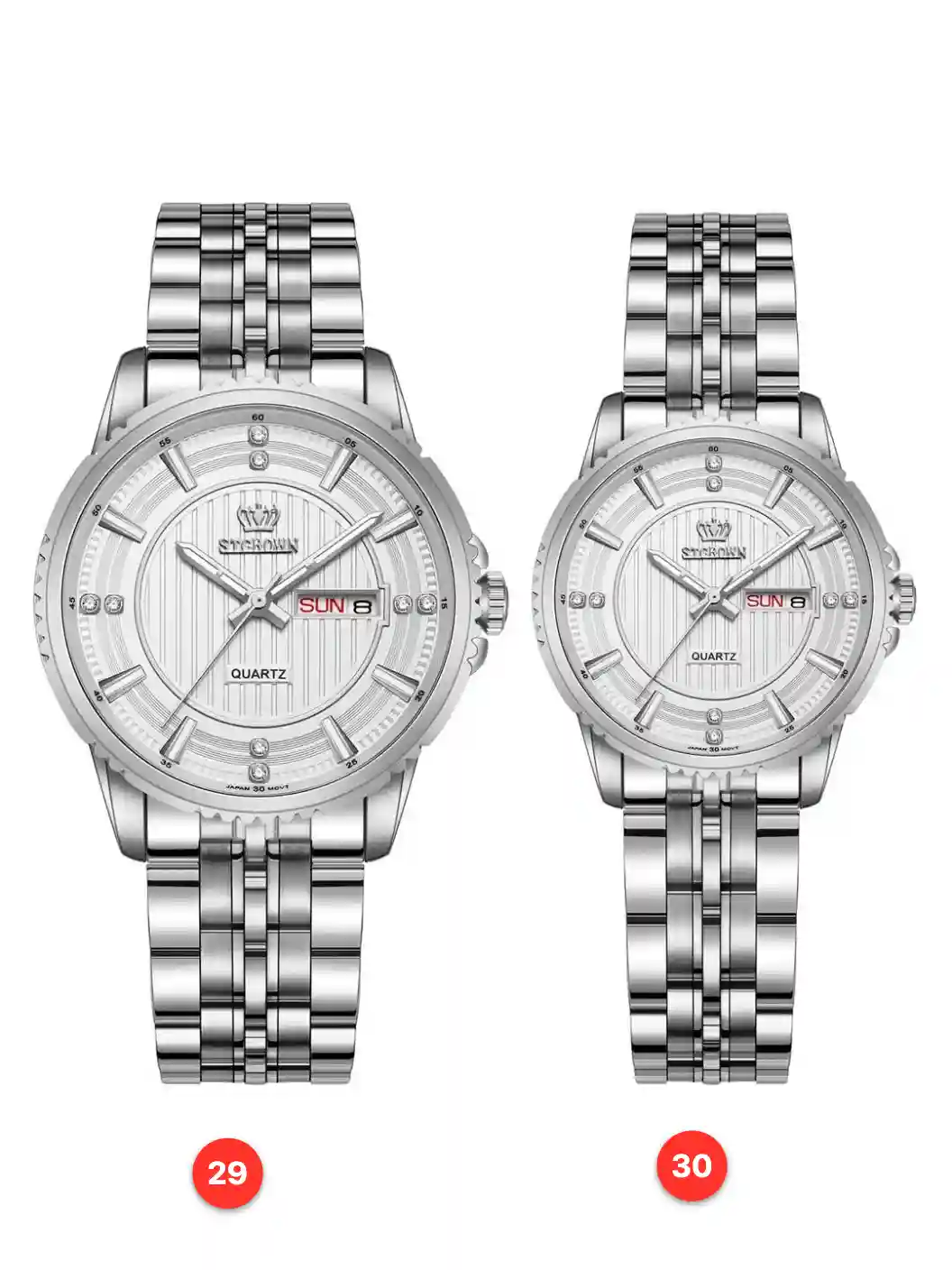 Couple 316L sapphire stainless steel quartz watches available for wholesale model 1
