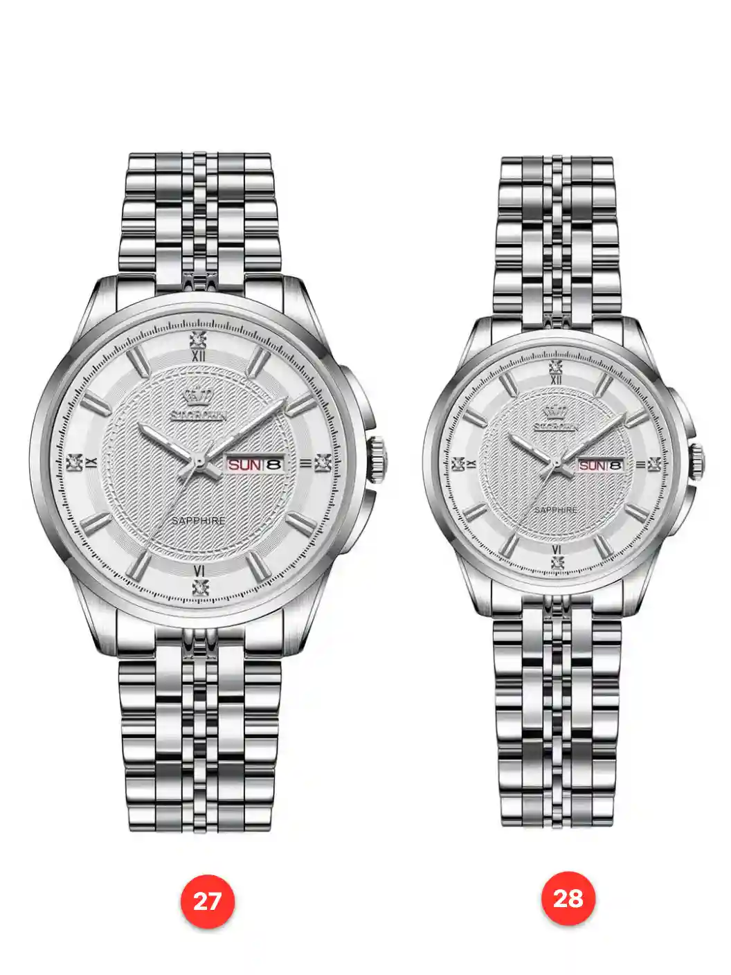 Couple 316L sapphire stainless steel quartz watches available for wholesale model 1