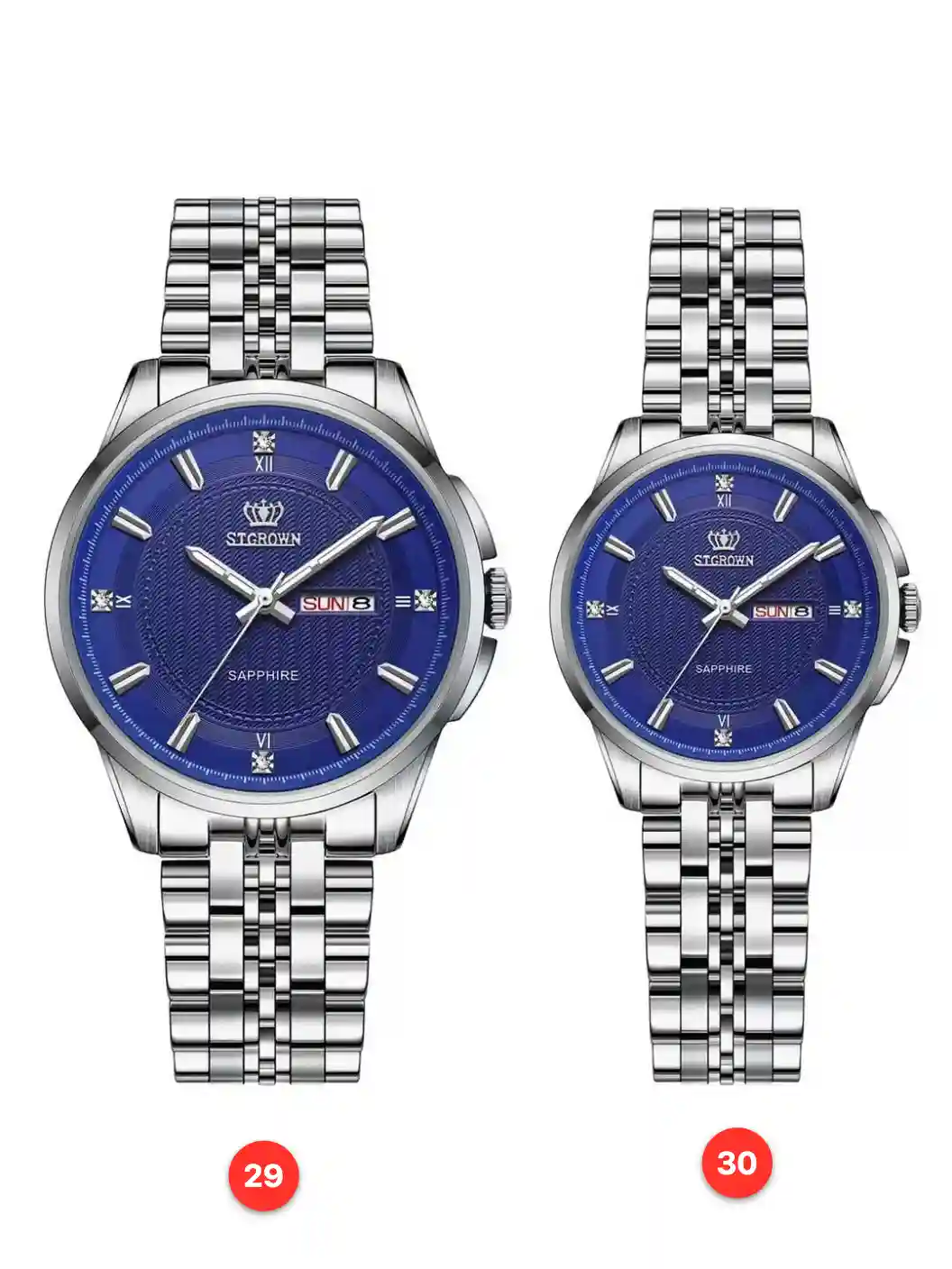 Couple 316L sapphire stainless steel quartz watches available for wholesale model 1