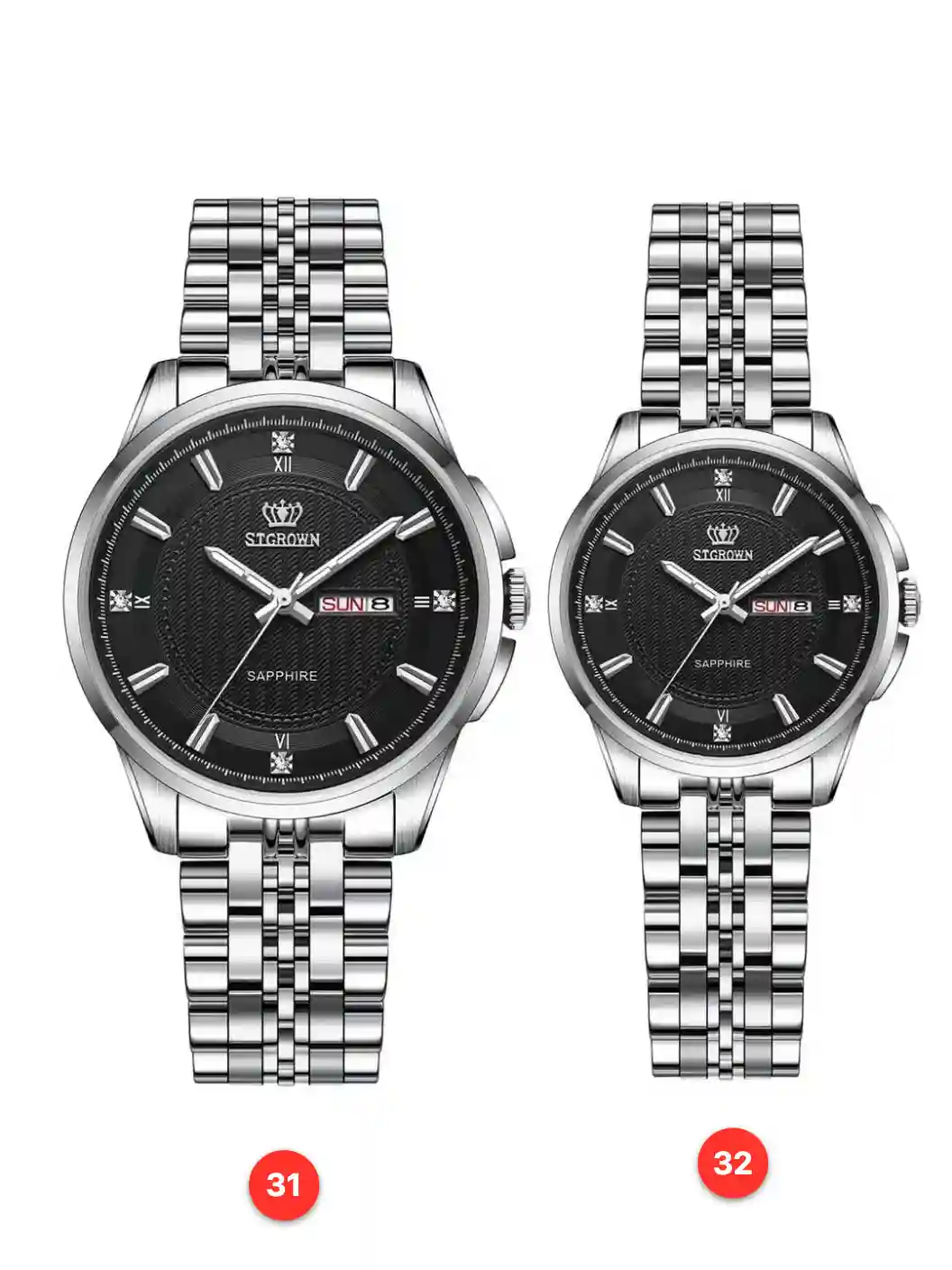 Couple 316L sapphire stainless steel quartz watches available for wholesale model 1