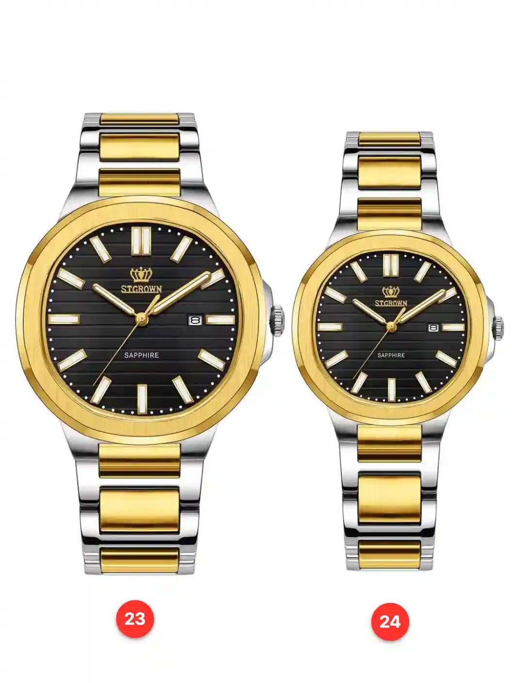 Couple 316L sapphire stainless steel quartz watches available for wholesale model 1