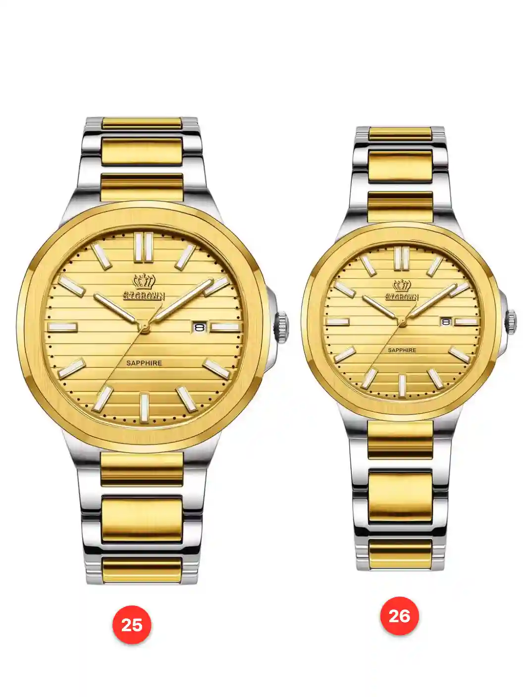 Couple 316L sapphire stainless steel quartz watches available for wholesale model 1